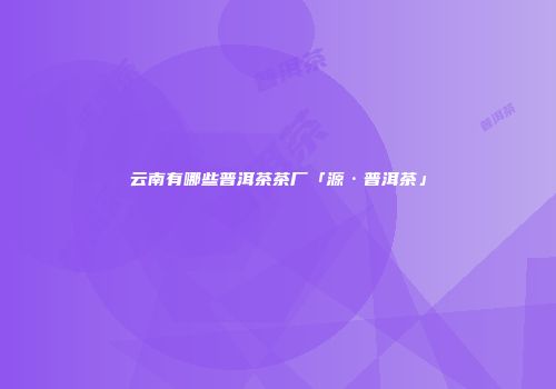 云南有哪些普洱茶茶厂「源·普洱茶」