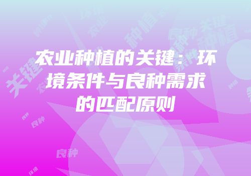 农业种植的关键：环境条件与良种需求的匹配原则