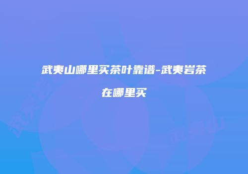 武夷山哪里买茶叶靠谱-武夷岩茶在哪里买