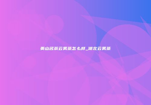 英山名茶云雾茶怎么样_湖北云雾茶