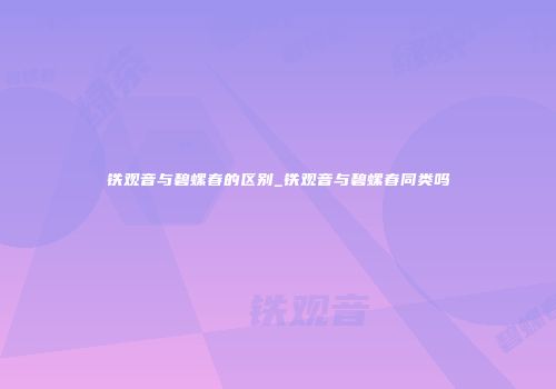铁观音与碧螺春的区别_铁观音与碧螺春同类吗