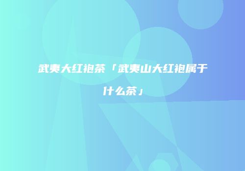 武夷大红袍茶「武夷山大红袍属于什么茶」
