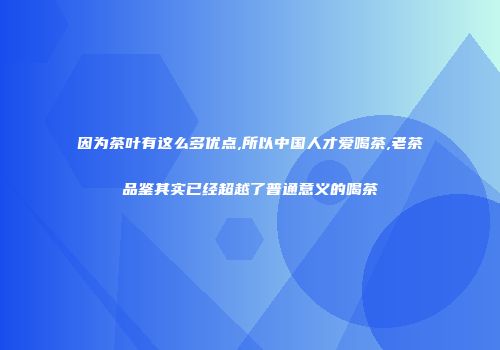 因为茶叶有这么多优点,所以中国人才爱喝茶,老茶品鉴其实已经超越了普通意义的喝茶