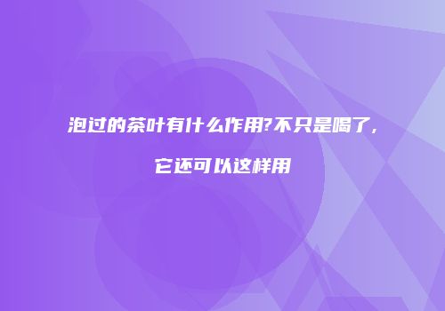 泡过的茶叶有什么作用?不只是喝了,它还可以这样用