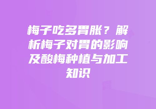 梅子吃多胃胀？解析梅子对胃的影响及酸梅种植与加工知识