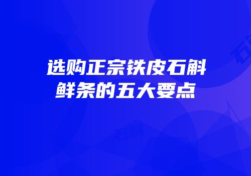 选购正宗铁皮石斛鲜条的五大要点
