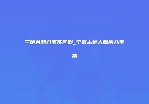 三炮台和八宝茶区别_宁夏本地人喝的八宝茶