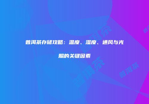 普洱茶存储攻略：温度、湿度、通风与光照的关键因素