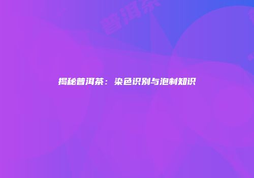揭秘普洱茶：染色识别与泡制知识