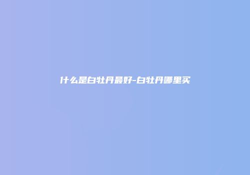 什么是白牡丹最好-白牡丹哪里买