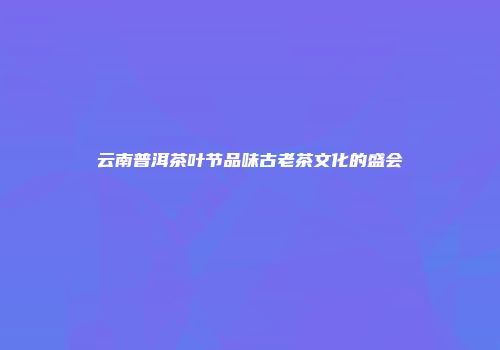 云南普洱茶叶节品味古老茶文化的盛会