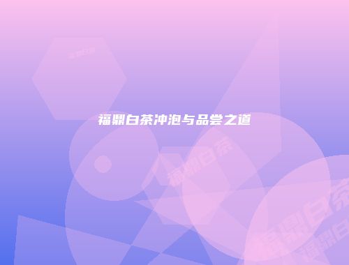 福鼎白茶冲泡与品尝之道
