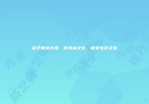 茶艺师张先生：传承茶文化，感受生命之美