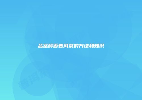 品鉴醇香普洱茶的方法和知识