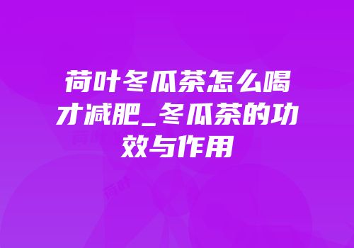 荷叶冬瓜茶怎么喝才减肥_冬瓜茶的功效与作用