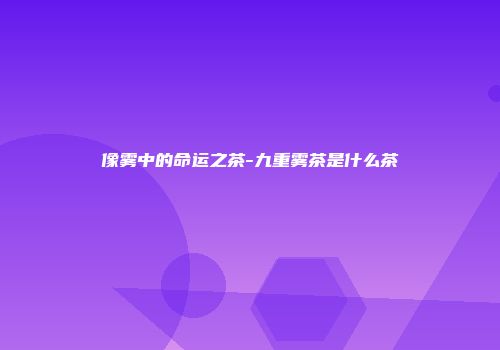 像雾中的命运之茶-九重雾茶是什么茶