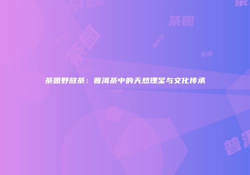 茶园野放茶：普洱茶中的天然瑰宝与文化传承
