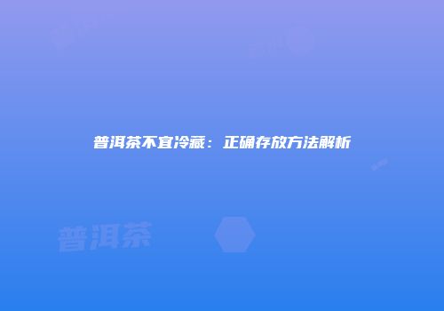 普洱茶不宜冷藏：正确存放方法解析