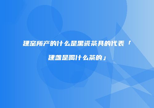 建窑所产的什么是黑瓷茶具的代表「建盏是喝什么茶的」