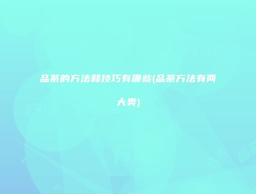 品茶的方法和技巧有哪些(品茶方法有两大类)