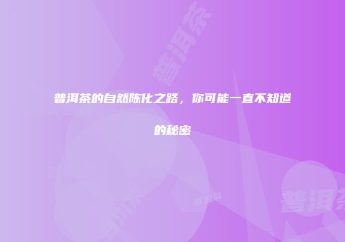 普洱茶的自然陈化之路，你可能一直不知道的秘密