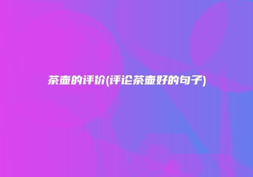 茶壶的评价(评论茶壶好的句子)