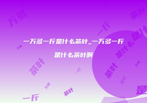 一万多一斤是什么茶叶_一万多一斤是什么茶叶啊