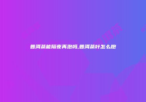 普洱茶能隔夜再泡吗,普洱茶叶怎么炮