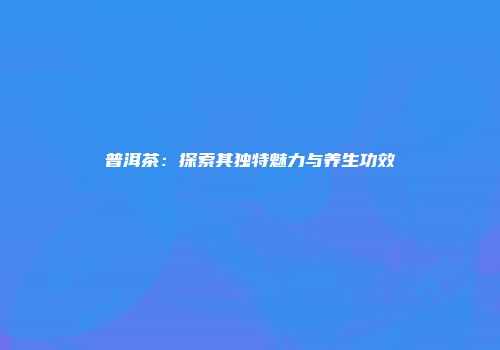 普洱茶：探索其独特魅力与养生功效