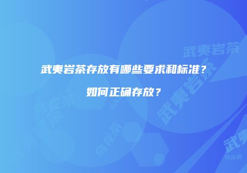 武夷岩茶存放有哪些要求和标准？如何正确存放？