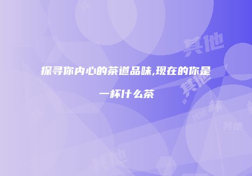 探寻你内心的茶道品味,现在的你是一杯什么茶