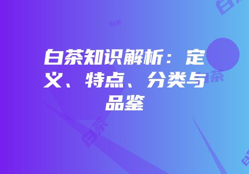 白茶知识解析：定义、特点、分类与品鉴