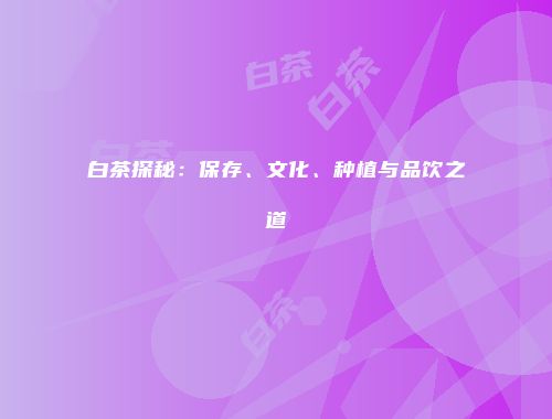 白茶探秘：保存、文化、种植与品饮之道