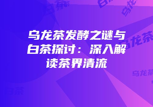 乌龙茶发酵之谜与白茶探讨：深入解读茶界清流