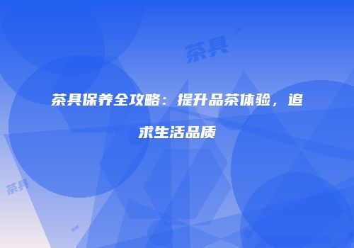 茶具保养全攻略：提升品茶体验，追求生活品质