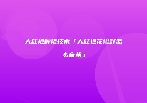 大红袍种植技术「大红袍花椒籽怎么育苗」