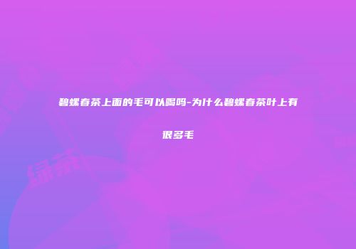 碧螺春茶上面的毛可以喝吗-为什么碧螺春茶叶上有很多毛