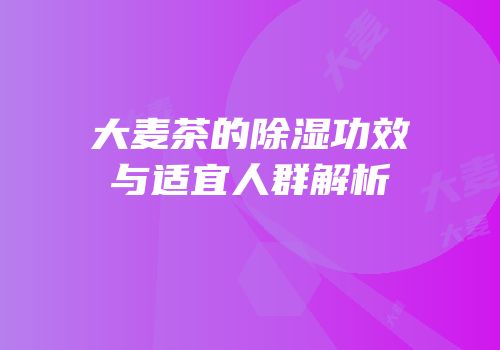 大麦茶的除湿功效与适宜人群解析