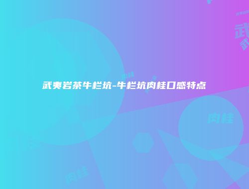 武夷岩茶牛栏坑-牛栏坑肉桂口感特点
