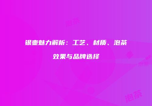 银壶魅力解析：工艺、材质、泡茶效果与品牌选择