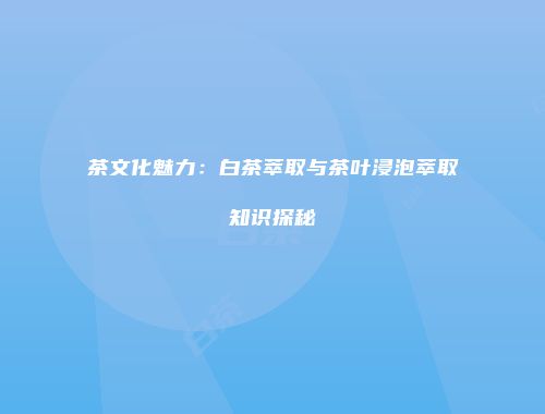 茶文化魅力：白茶萃取与茶叶浸泡萃取知识探秘