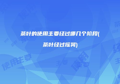 茶叶的使用主要经过哪几个阶段(茶叶经过摇晃)