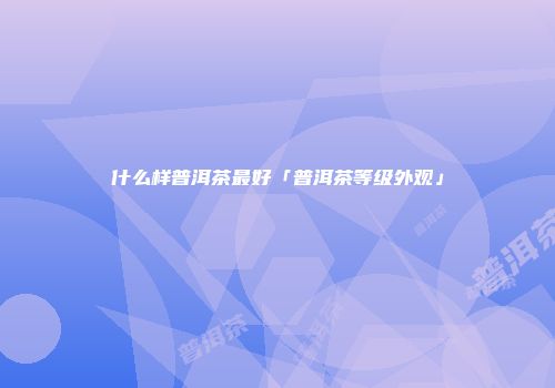 什么样普洱茶最好「普洱茶等级外观」