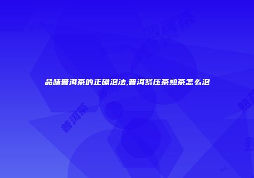 品味普洱茶的正确泡法,普洱紧压茶熟茶怎么泡