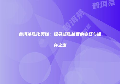 普洱茶陈化奥秘：探寻越陈越香的变迁与保存之道