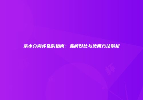茶水分离杯选购指南：品牌对比与使用方法解析