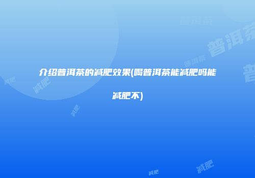 介绍普洱茶的减肥效果(喝普洱茶能减肥吗能减肥不)