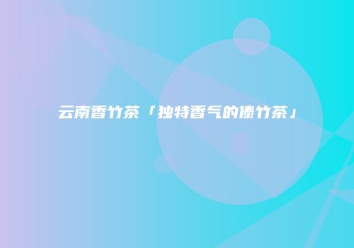 云南香竹茶「独特香气的傣竹茶」