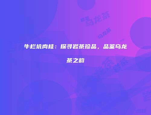 牛栏坑肉桂：探寻岩茶珍品，品鉴乌龙茶之韵