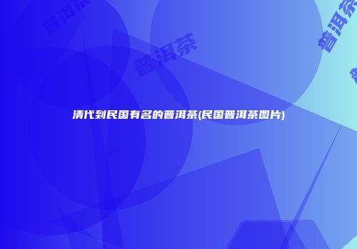 清代到民国有名的普洱茶(民国普洱茶图片)